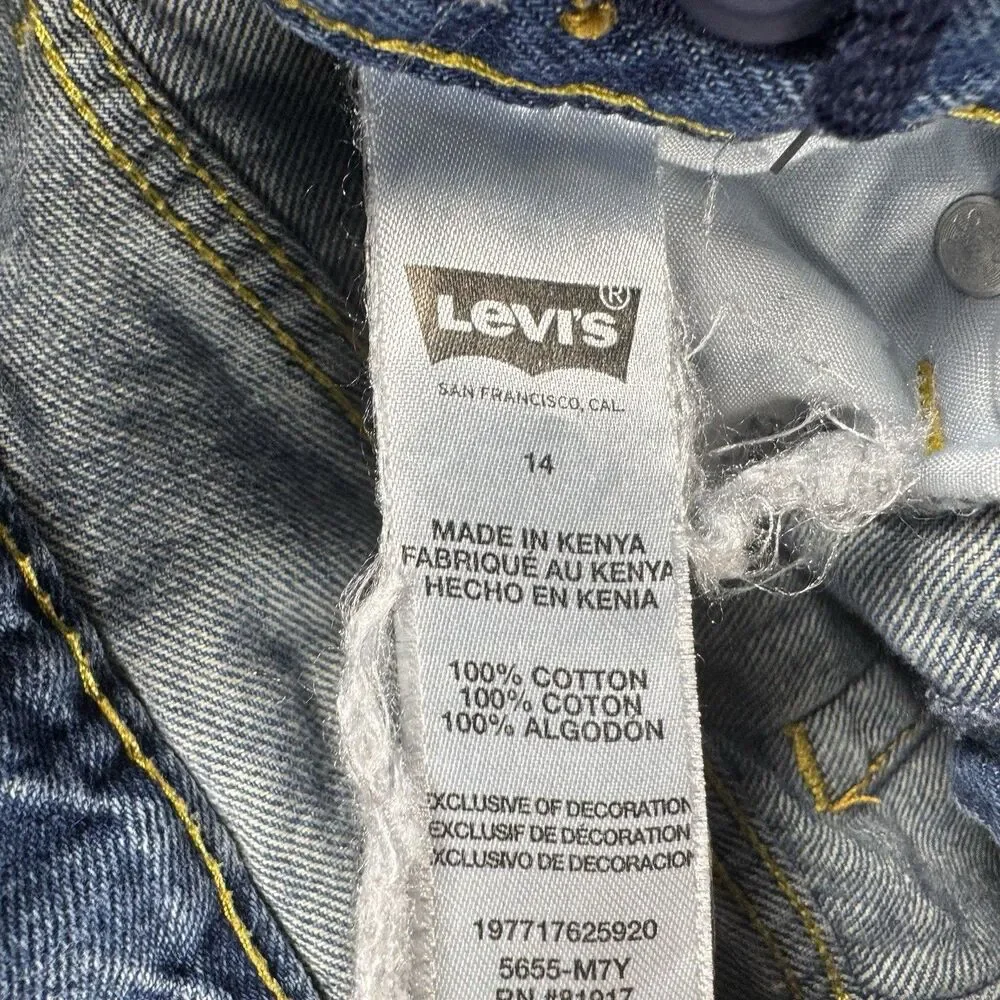 Levi's 511 Slim Denim Shorts Boys 14 Blue Bermuda Distressed Jean Short